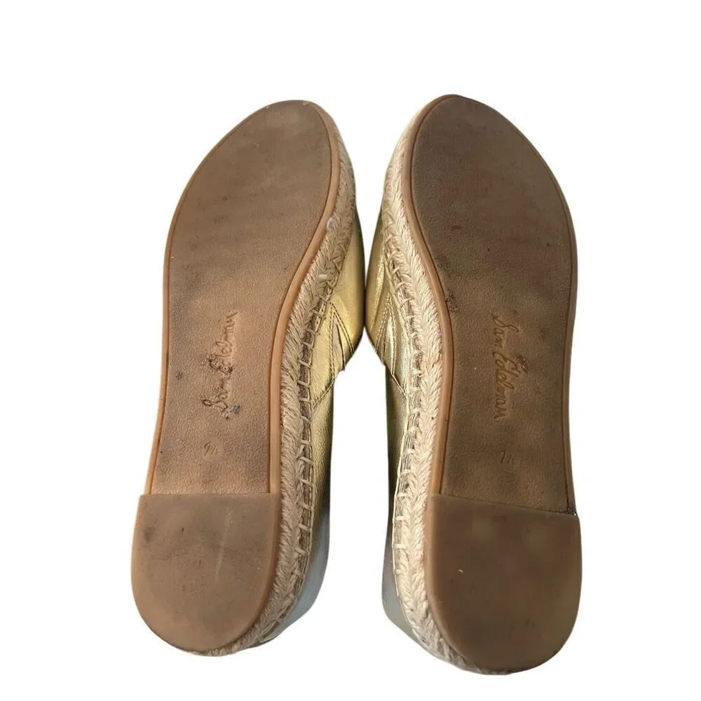 Sam Edelman Kenley Gold Leather Rounded Toe Slide